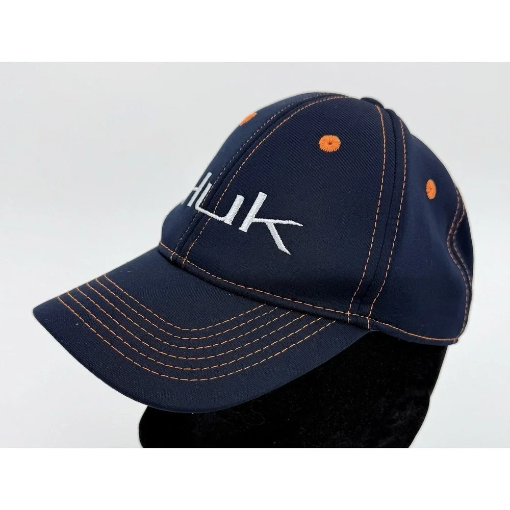 HUK Black & Orange Snapback 6 Panel Solid Trucker Baseball Cap Hat Youth NWOT